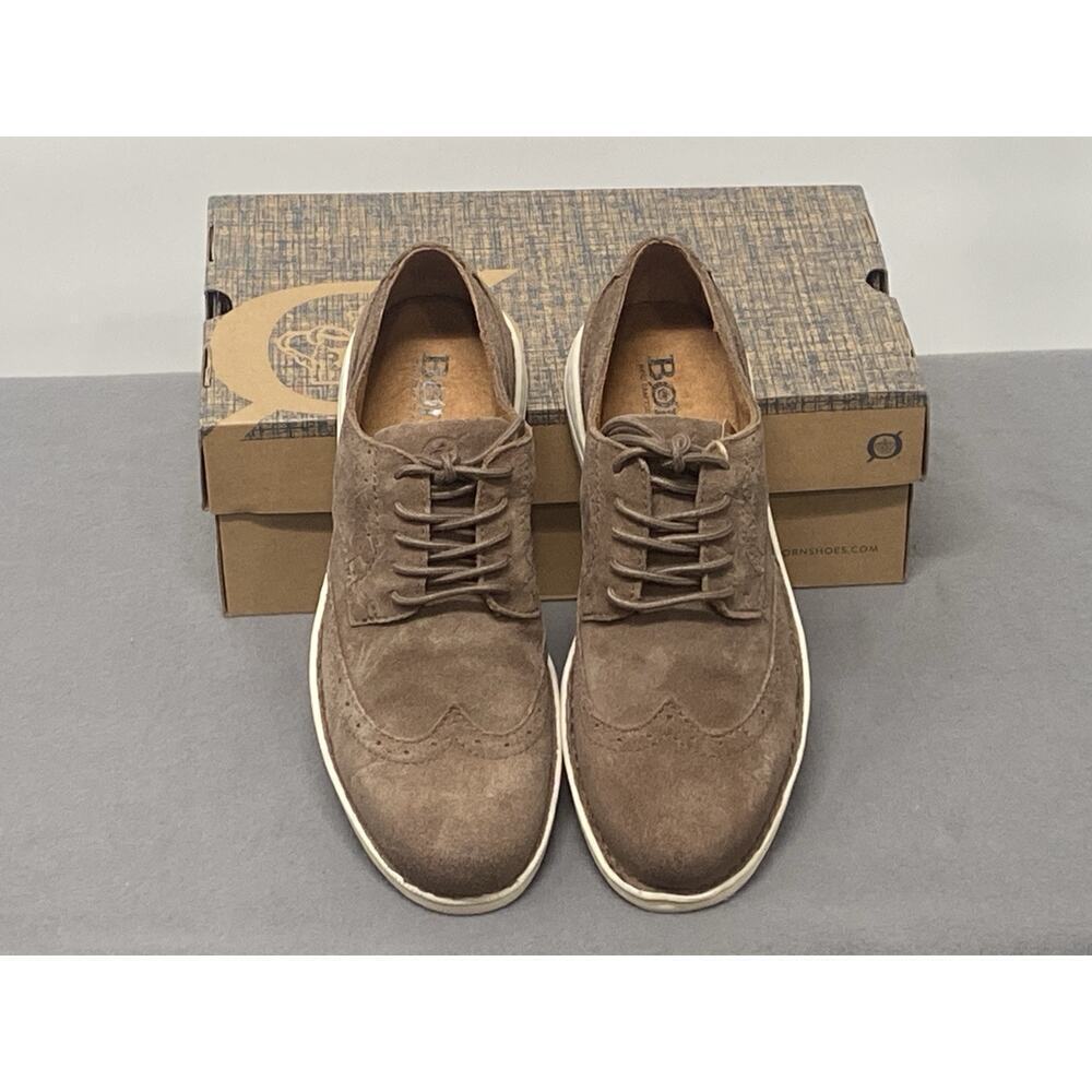 Born Men’s Luke Wingtip Oxford Shoes Size 9 Distressed Suede Leather Taupe - Picture 4 of 6